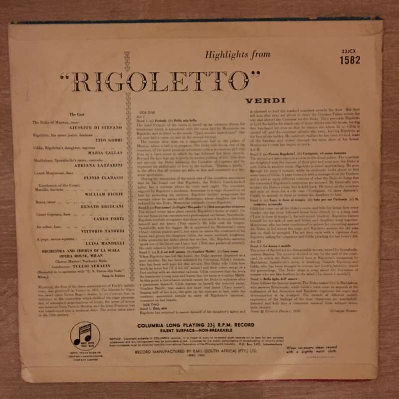 Verdi - Teatro Alla Scala - Rigoletto  - Vinyl LP Record - Opened  - Good Quality (G)