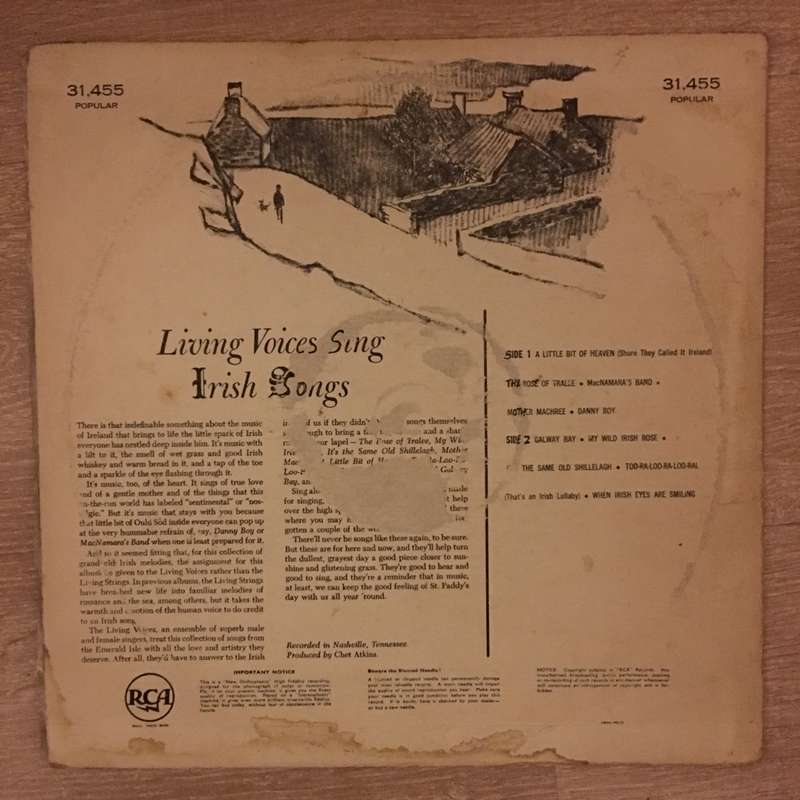 Living Voices SIng Irish Songs - Vinyl LP Record - Opened  - Good+ Quality (G+)