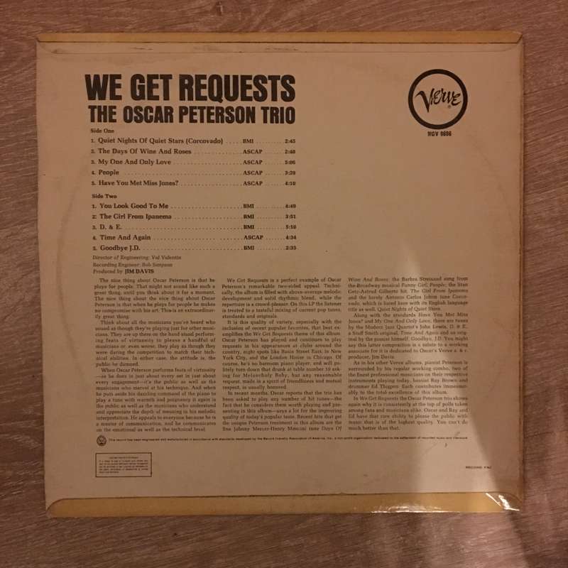 The Oscar Peterson Trio  We Get Requests - Vinyl LP Record - Opened  - Very-Good Quality (VG)