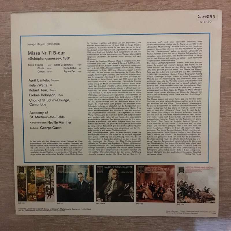 Joseph Haydn  Schöpfungsmesse - Vinyl LP Record - Opened  - Very-Good+ Quality (VG+)