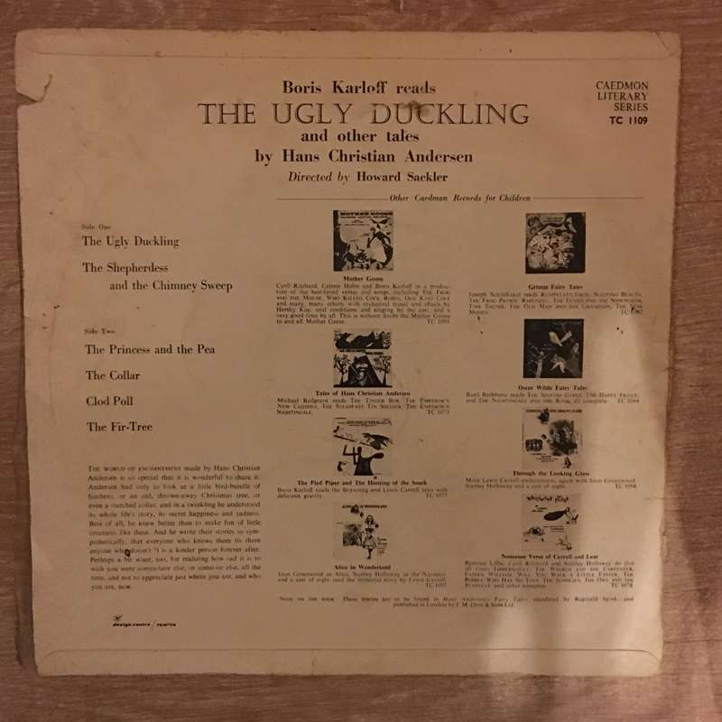 Boris Karloff Reads Ugly Duckling & Other Tales by Hans Christian Andersen - Vinyl LP Record - Op...