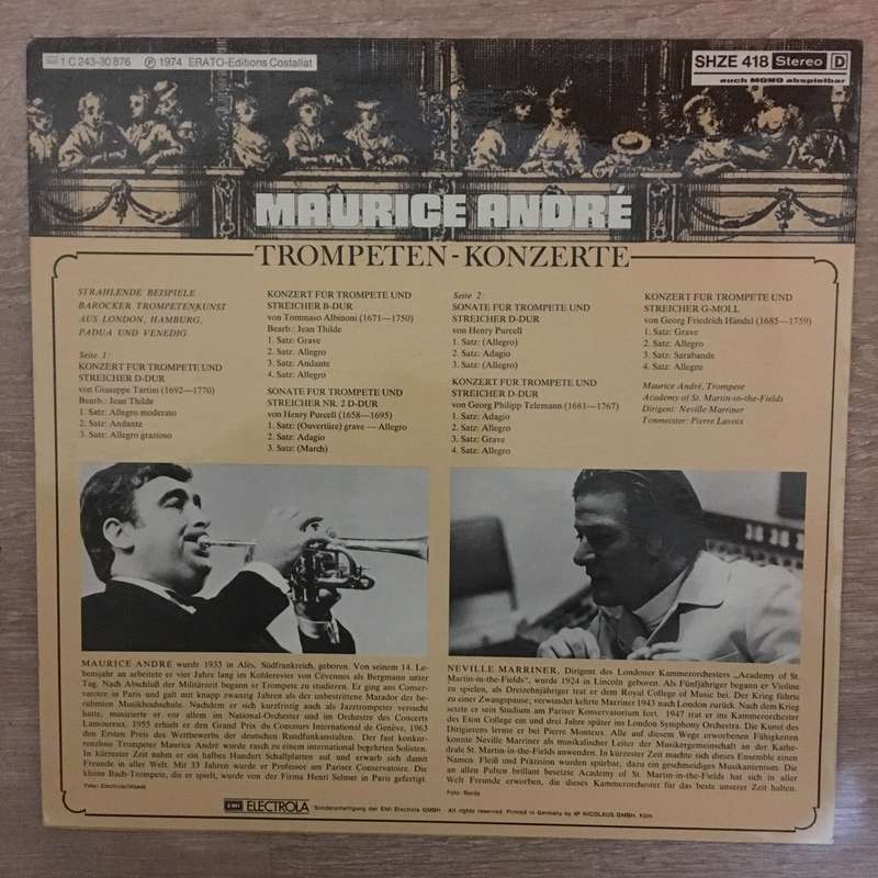 Maurice André  Trompeten-Konzerte - Vinyl LP Record - Opened  - Very-Good+ Quality (VG+)