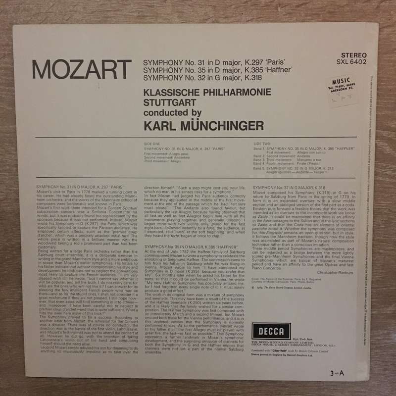 Mozart, Klassische Philharmonie Stuttgart, Karl Münchinger  Symphony No. 31 In D, K.297 'P...