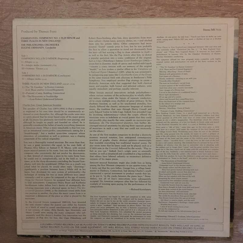 Charles Ives - Eugene Ormandy, Philadelphia Orchestra  Symphony No. 1 / Three Places In New...