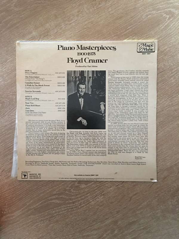 Floyd Cramer - Piano Masterpieces - Vinyl LP Record - Opened  - Very-Good+ Quality (VG+)