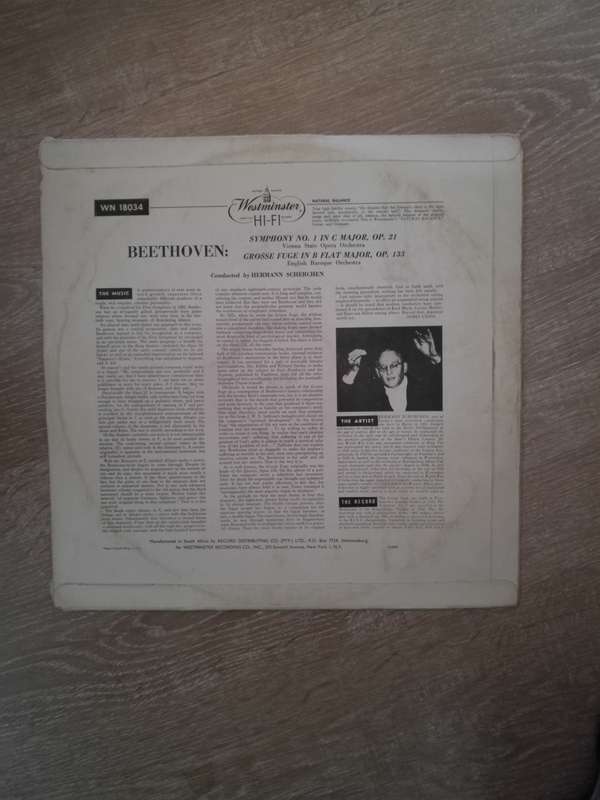 Herman Scherchen - Beethoven Grosse Fuge Symphony No 1 - Vinyl LP Record - Opened  - Very-Good Qu...