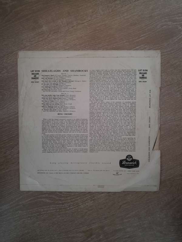 Bing Crosby  Shillelaghs And Shamrocks - Vinyl LP Record - Opened  - Good Quality (G)