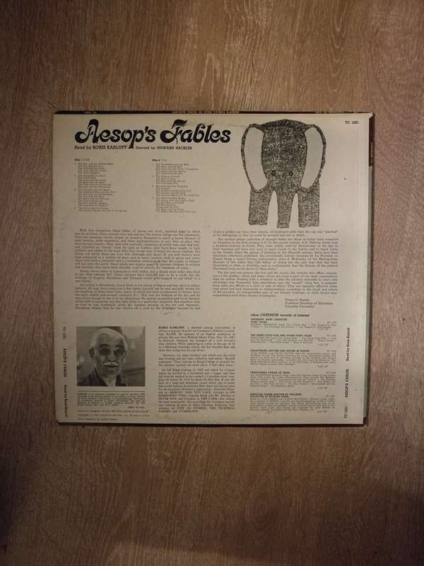 Boris Karloff  Aesop's Fables - Vinyl LP Record - Opened  - Very-Good Quality (VG)