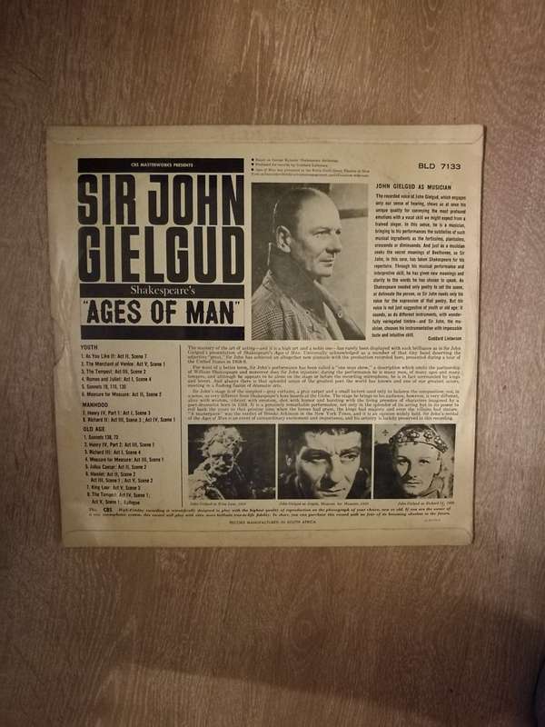 Sir John Gielgud  Shakespeare's Ages Of Man  - Vinyl LP Record - Opened  - Very-Good+ Quali...