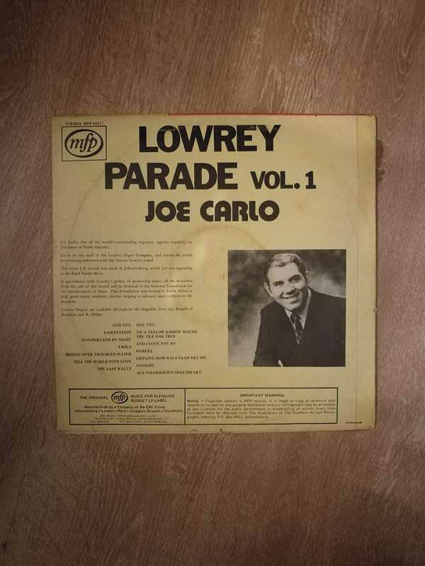 Lowley Parade No 1 - Joe Carlo - Vinyl LP Record - Opened  - Very-Good+ Quality (VG+)