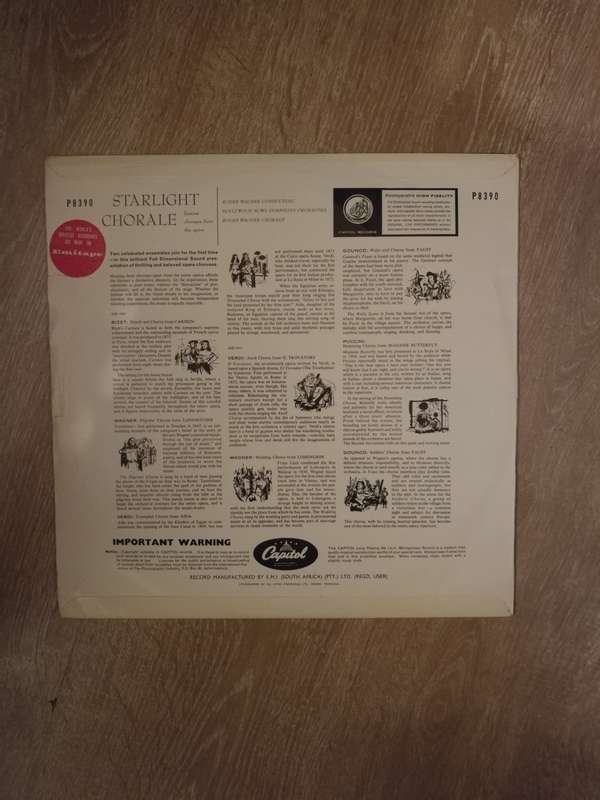 Starlight Chorale - Robert Wagner - Vinyl LP Record - Opened  - Very-Good- Quality (VG-)