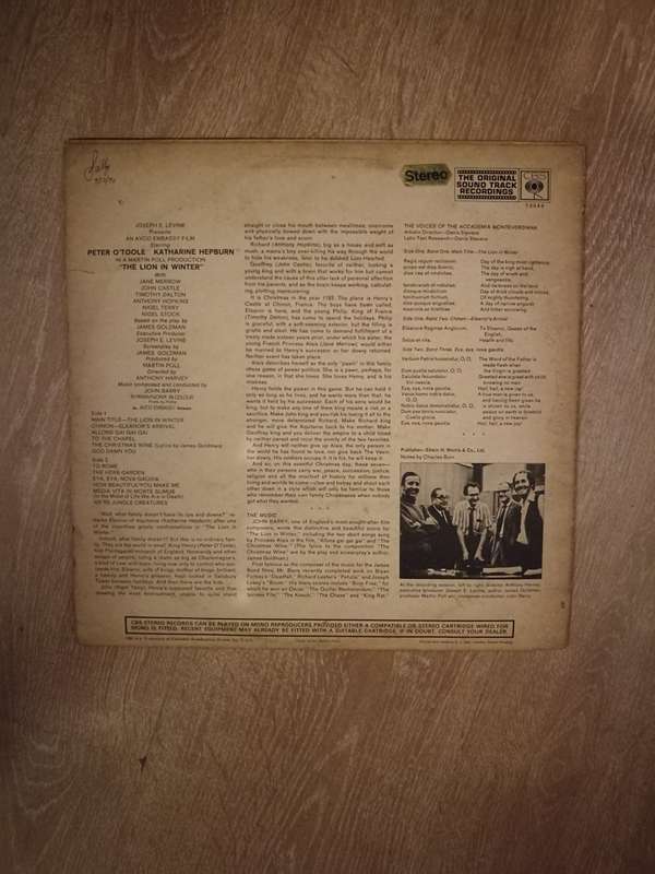 John Barry  The Lion In Winter (Original Motion Picture Soundtrack) - Vinyl LP Record - Ope...