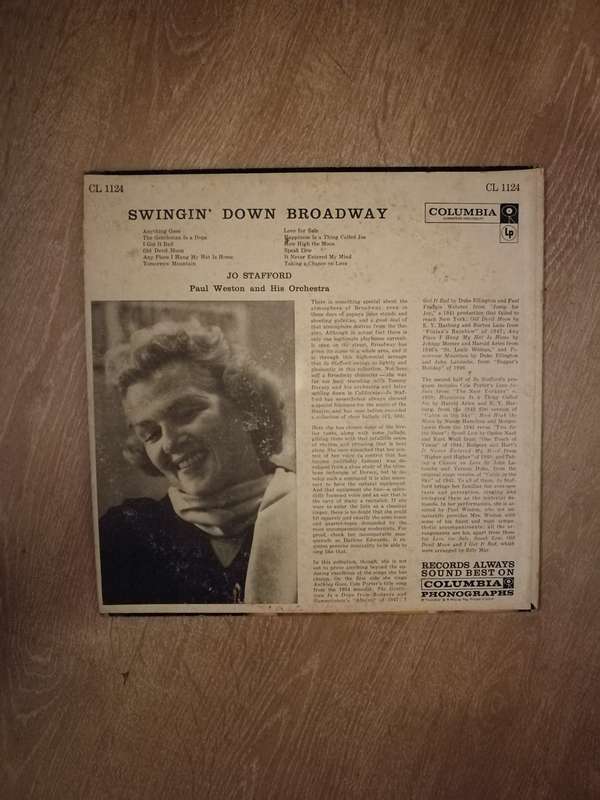 Jo Stafford  Swingin' Down Broadway - Vinyl LP Record - Opened  - Very-Good Quality (VG)
