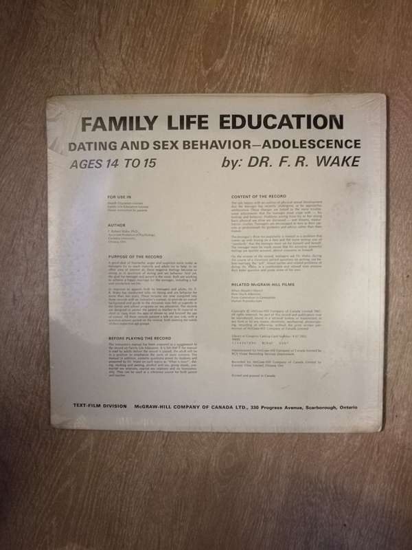 Dr. F.R. Wake  Dating And Sex BehaviorAdolescence: Ages 14 To 15-  Vinyl LP Record  - Se...