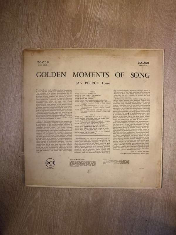 Jan Peerce - Golden Moments Of Song - Vinyl LP Record - Opened  - Very-Good Quality (VG)