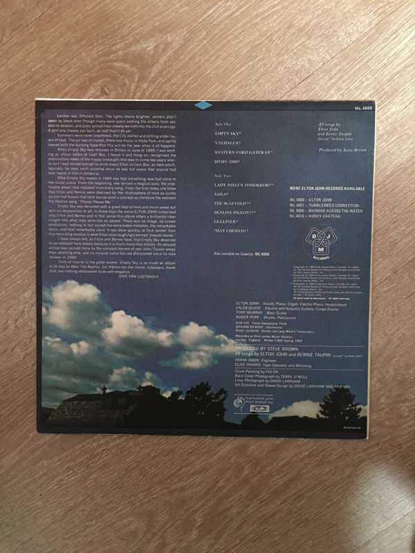 Elton John - Empty Sky - Vinyl LP Record - Opened  - Very-Good+ Quality (VG+)