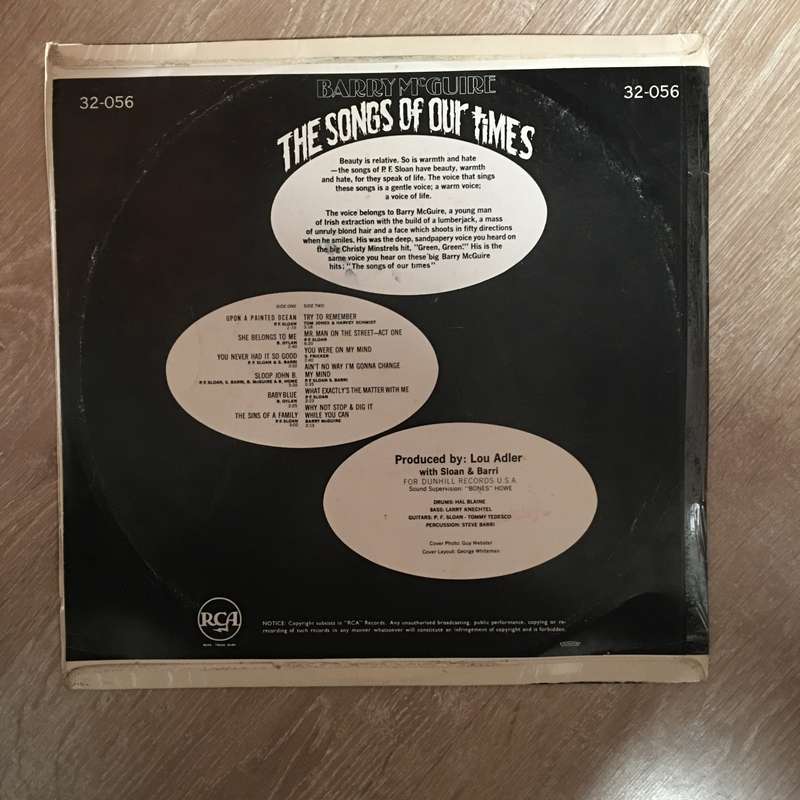 Barry McGuire - The Songs Of Our Times - Vinyl LP Record - Opened  - Very-Good Quality (VG)