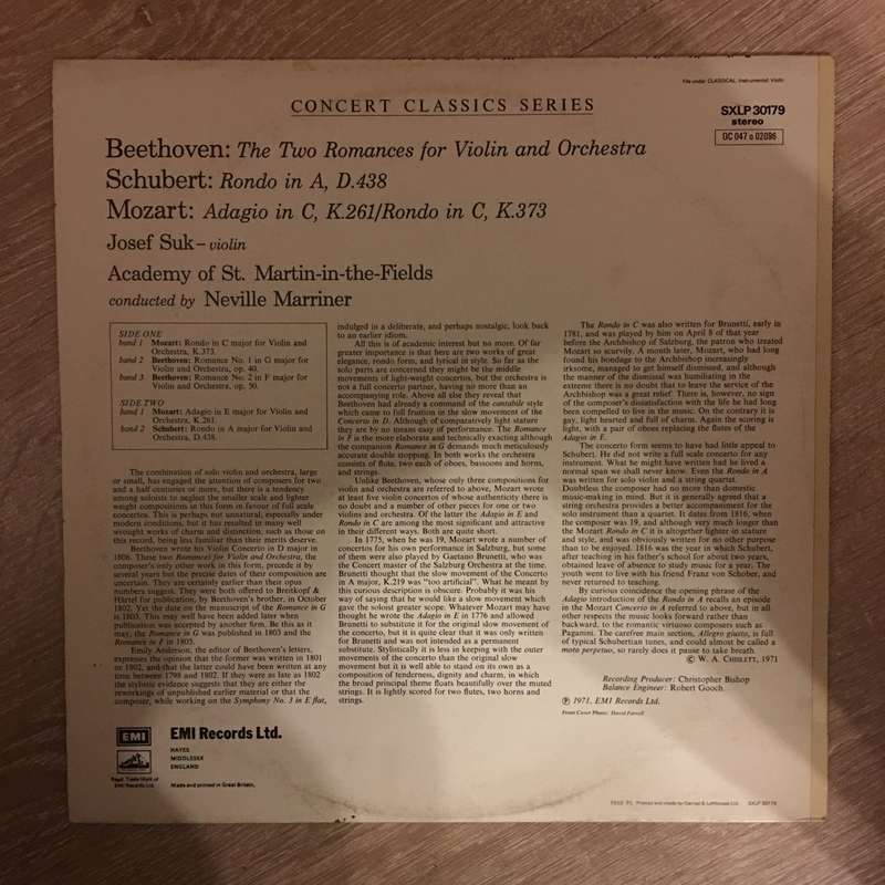Beethoven, Mozart, Schubert - Josef Suk, Neville Marriner - The Academy Of St. Martin-in-the-Fiel...