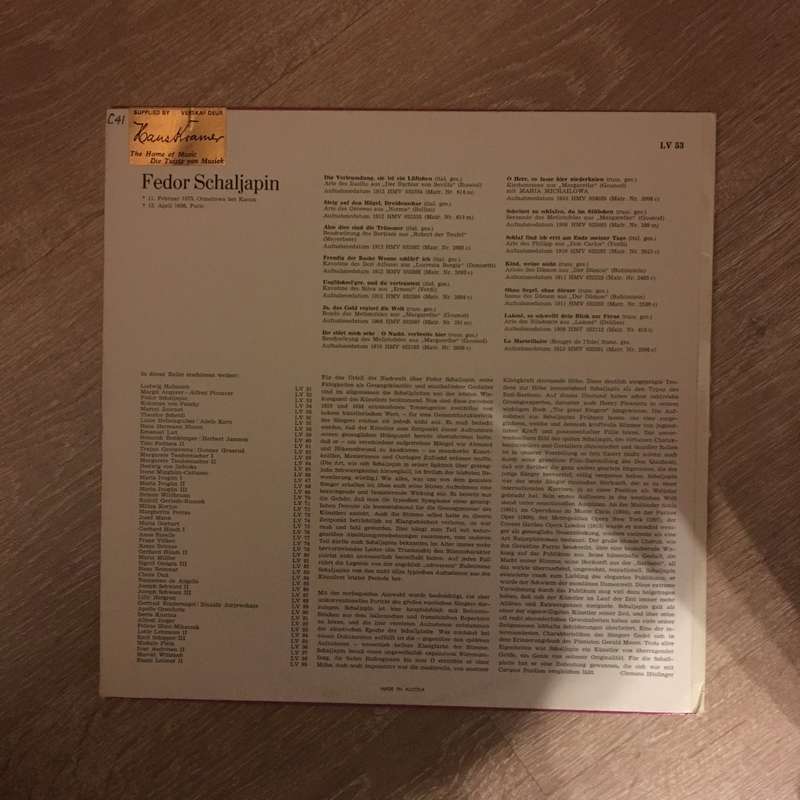 Lebendige Vergangenheit - Fedor Schaljapin- Vinyl LP Record - Opened  - Very-Good+ Quality (VG+)