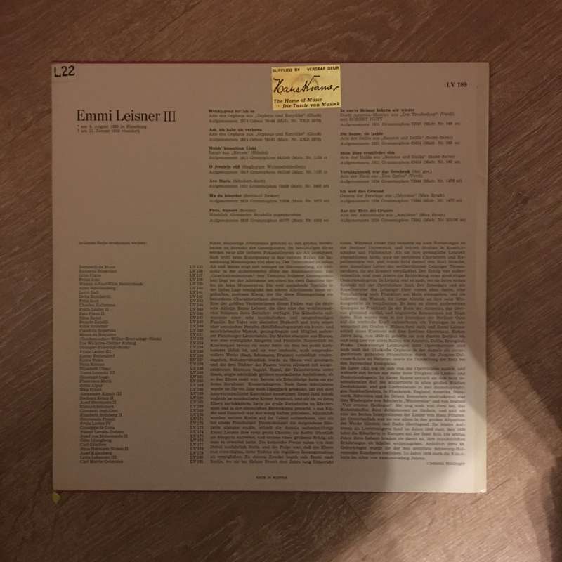 Lebendige Vergangenheit - Emmi Leisner III- Vinyl LP Record - Opened  - Very-Good+ Quality (VG+)