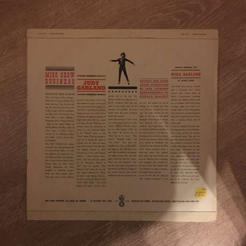 Judy Garland - Miss Show Business - Vinyl LP Record - Opened  - Very-Good+ Quality (VG+)