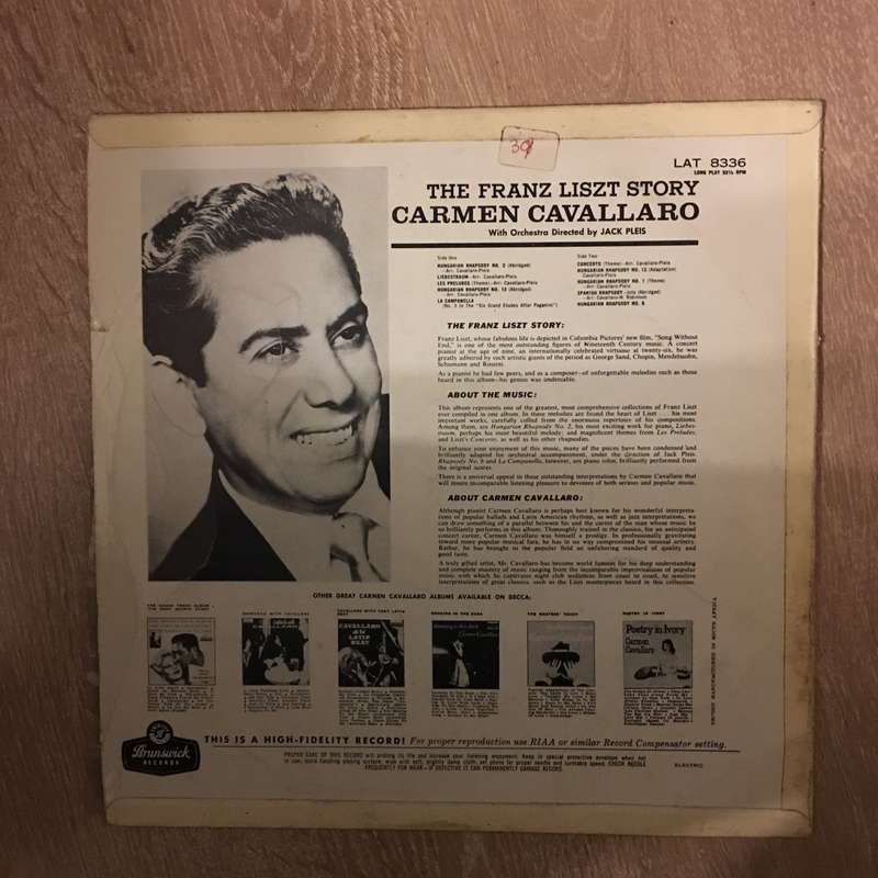 Carmen Cavallaro - Jack Pleis  The Franz Liszt Story - Vinyl LP Record - Opened  - Very-Goo...