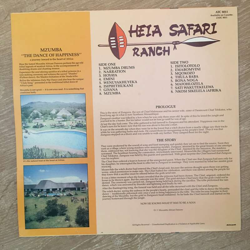 HEIA Safari Ranch - Mzumba - The Dance Of Happiness - Vinyl LP Record Opened - Near Mint Conditio...