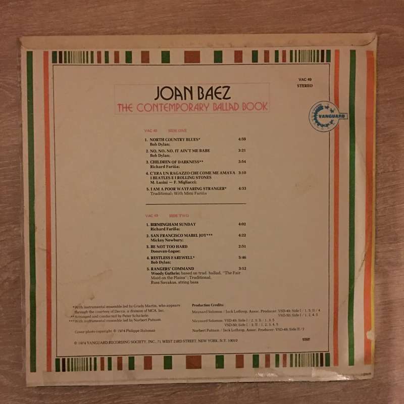 Joan Baez  The Contemporary Ballad Book Part 1 -  Vinyl LP Record - Opened  - Very-Good Qua...