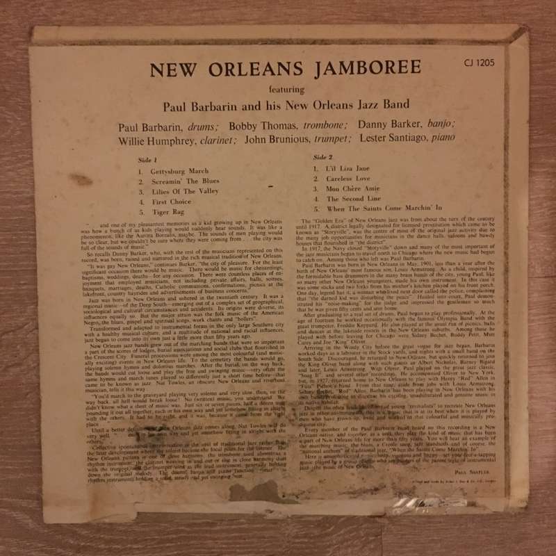 Paul Barbarin And His New Orleans Jazz Band  New Orleans Jamboree -  Vinyl LP Record - Open...