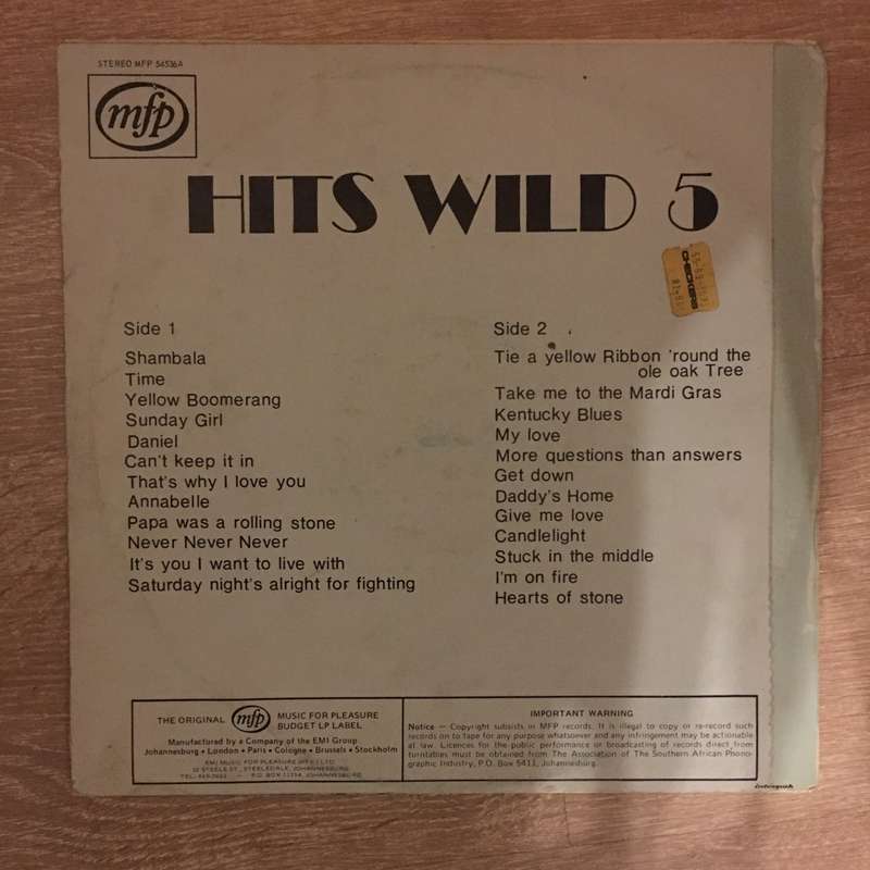 Hits Wild 5 -  Vinyl LP Record - Opened  - Very-Good Quality (VG)