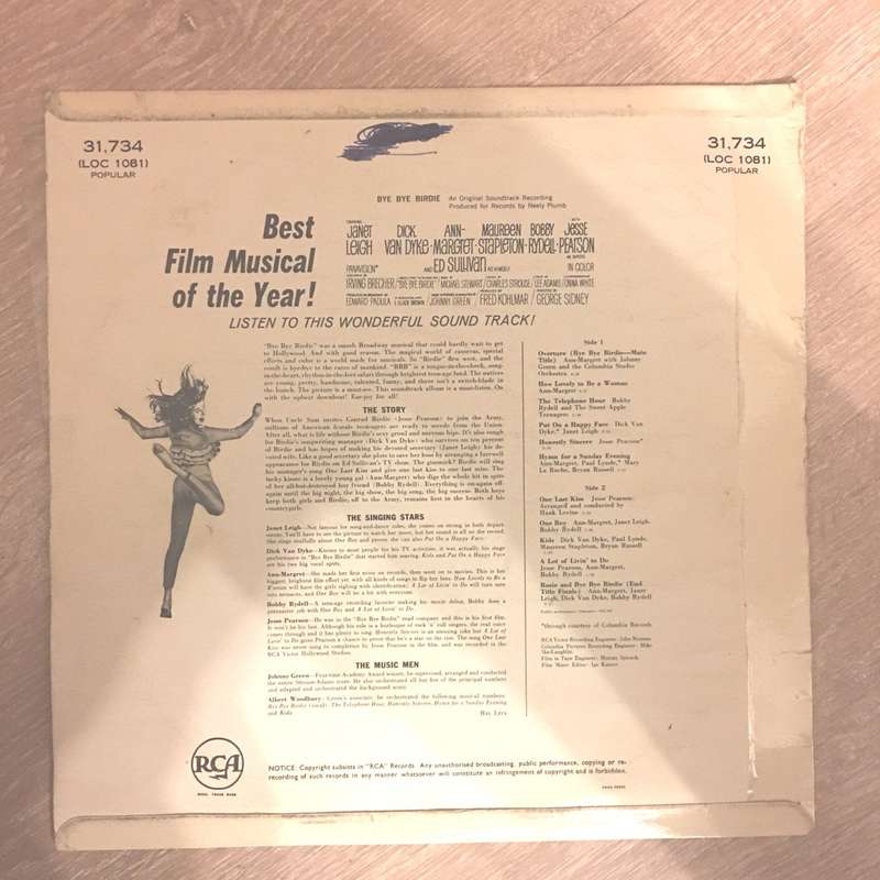 Bye Bye Birdie - An Original Soundtrack Recording - Vinyl LP Record - Opened  - Very Good Quality...