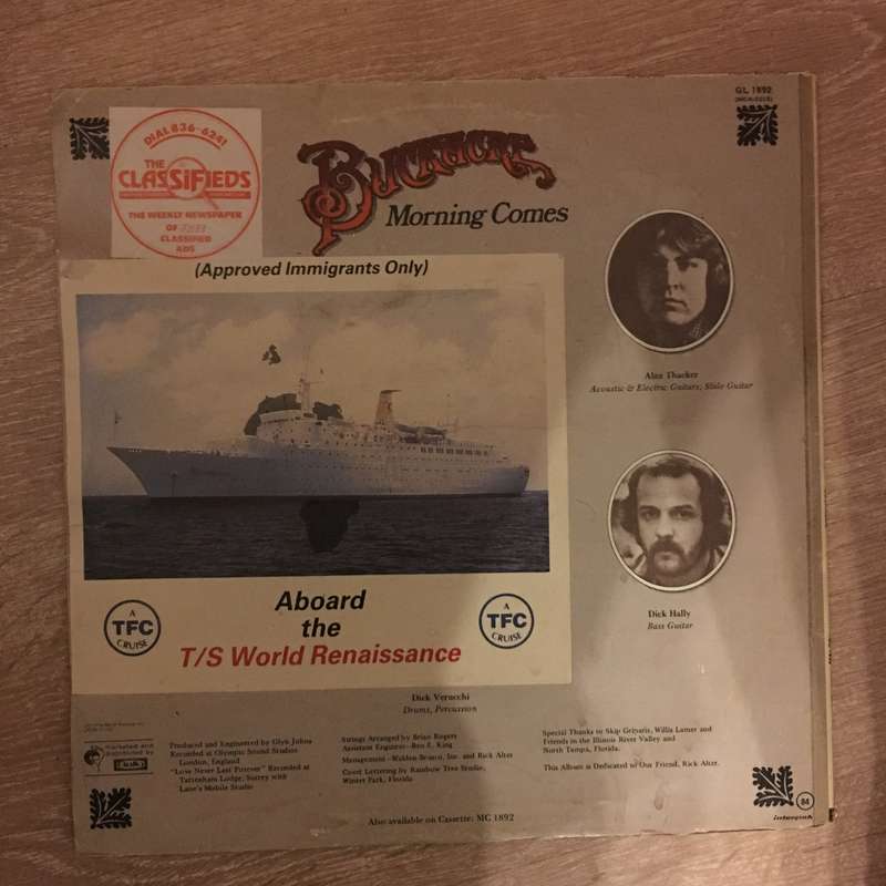 Buckacre  Morning Comes -  Vinyl LP Record  (G+)