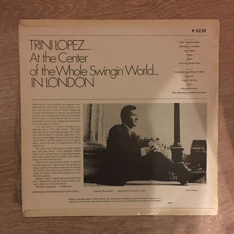 Trini Lopez in London -  Vinyl LP Record - Opened  - Good+ Quality (G+)