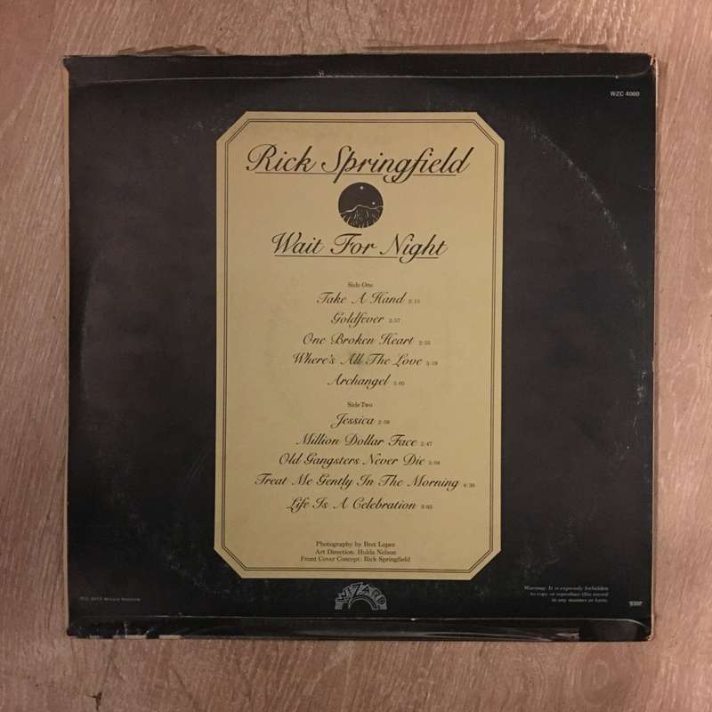 Rick Springfield - Wait For Night - Vinyl LP Record - Opened  - Very-Good+ Quality (VG+)