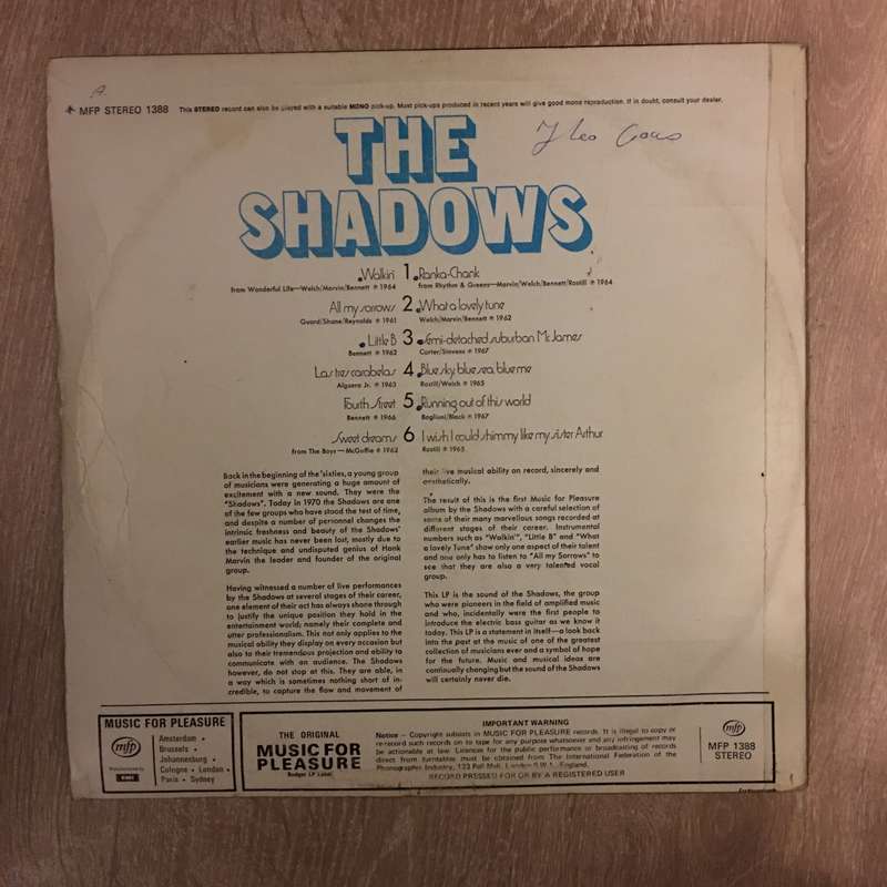 Shadows - Vinyl LP Record - Opened  - Good+ Quality (G+)