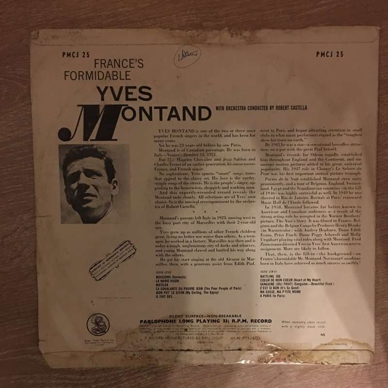 Yves Montand - Vinyl LP Record - Opened  - Good Quality (G)