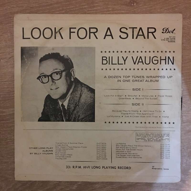 Billy Vaughn - Look For A Star - Vinyl LP Record - Opened  - Very-Good+ Quality (VG+)