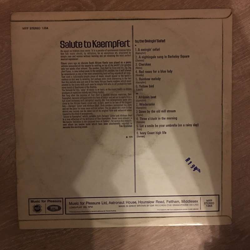 Salute to Kaempfert - Vinyl LP Record - Opened  - Very-Good Quality (VG)