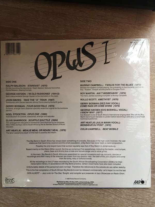 Opus 1 - The SA Big Bands (Bosman, Stockton, Hayden, Martin, Baleson, Davies, Boswell)-  Vinyl LP...