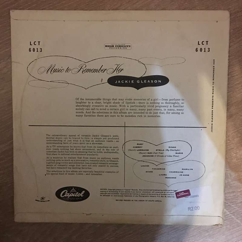 Jackie Gleason  Jackie Gleason Presents Music To Remember Her - Vinyl LP Record - Opened  -...