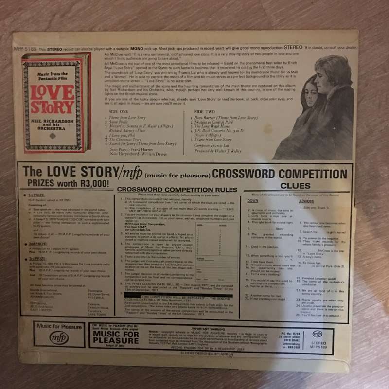 Neil Richardson And His Orchestra  Love Story - Vinyl LP Record - Opened  - Very-Good+ Qual...