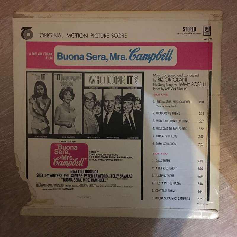 Riz Ortolani  Buona Sera, Mrs. Campbell (Original Motion Picture Score) - Vinyl LP Record -...