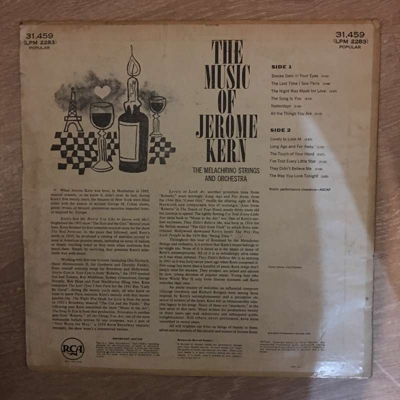The Melachrino Strings And Orchestra - The Music Of Jerome Kern  - Vinyl LP Record - Opened  - Fa...