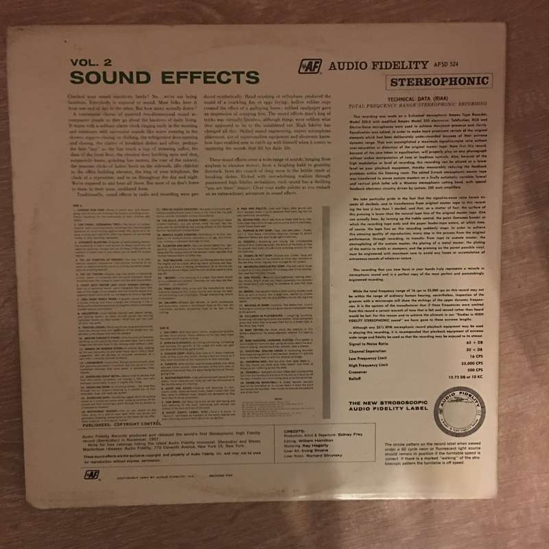 Sound Effects - Volume 2   Vinyl LP Record (VG+)