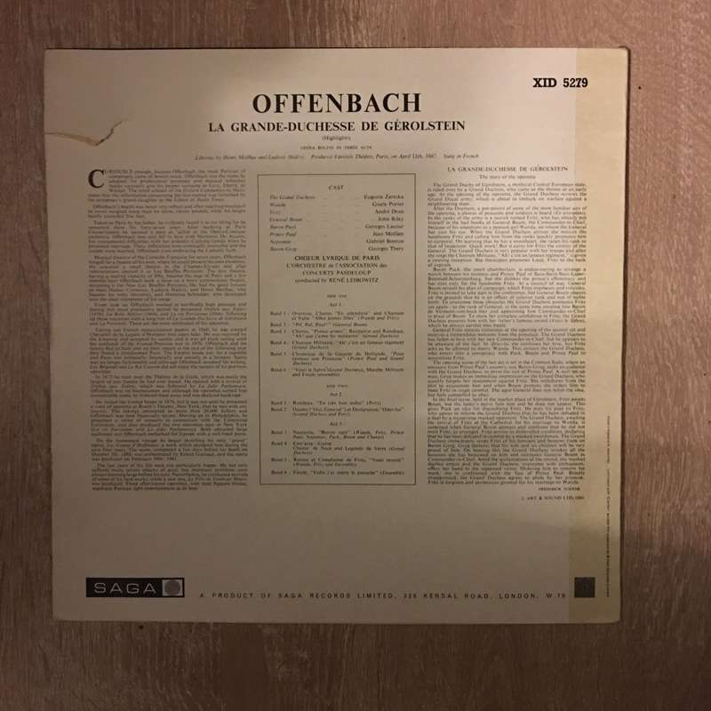 René Leibowitz, Jacques Offenbach  The Grand Duchess - Vinyl LP Record - Opened  - Very-Go...