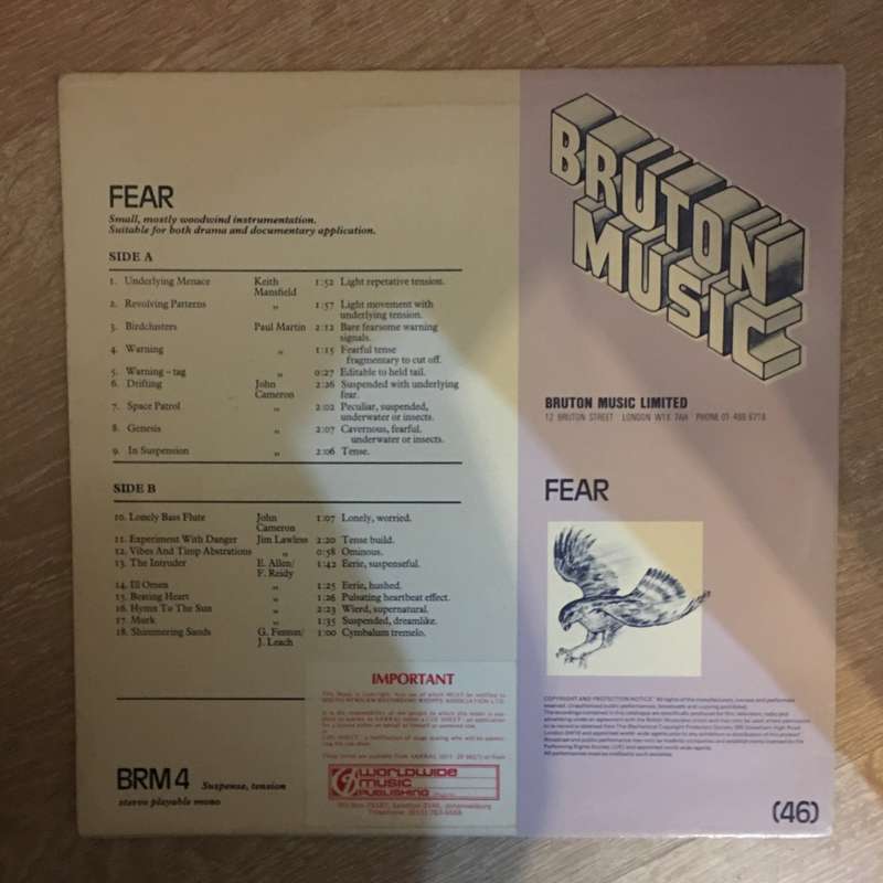 Bruton Music - Fear - Vinyl LP Record - Opened  - Very-Good+ Quality (VG+)