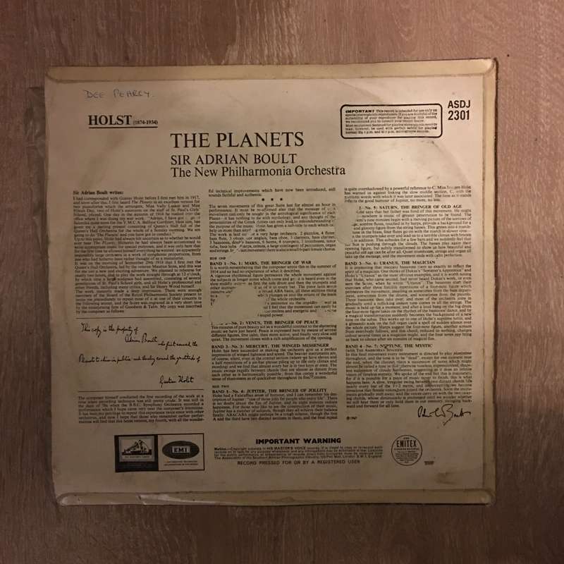 Sir Adrian Boult - The Planets - Vinyl LP Record - Opened  - Very-Good Quality (VG)