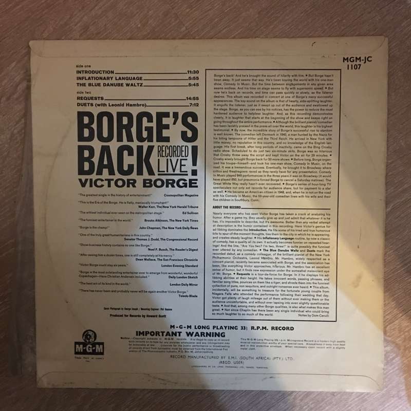 Victor Borge - Borge's Back - Vinyl LP Record (VG+)