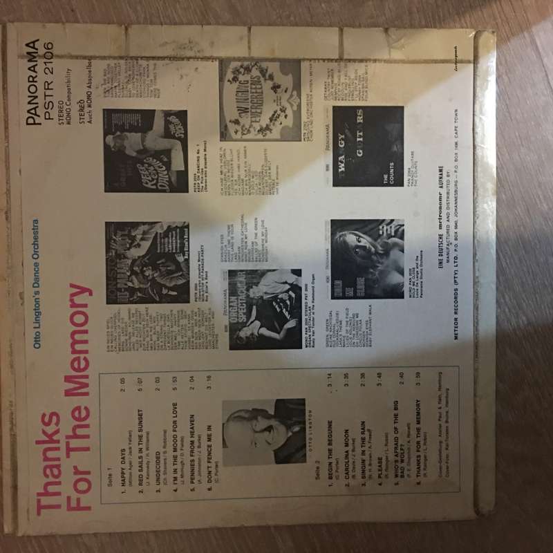 Otto Lington's Dance Orchestra  Thanks For The Memory - Vinyl LP Record - Opened  - Very-Go...