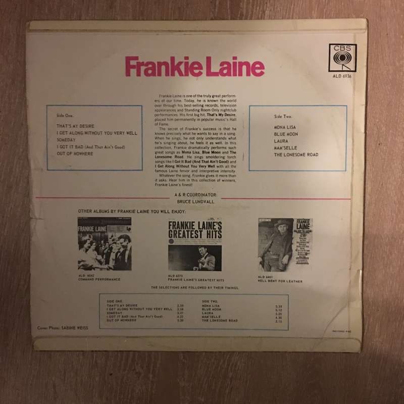 The Great Frankie Lane - Vinyl LP Record - Opened  - Very-Good Quality (VG)